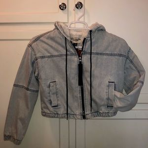 Ashley Vintage Charm cropped jean jacket lined with faux fur